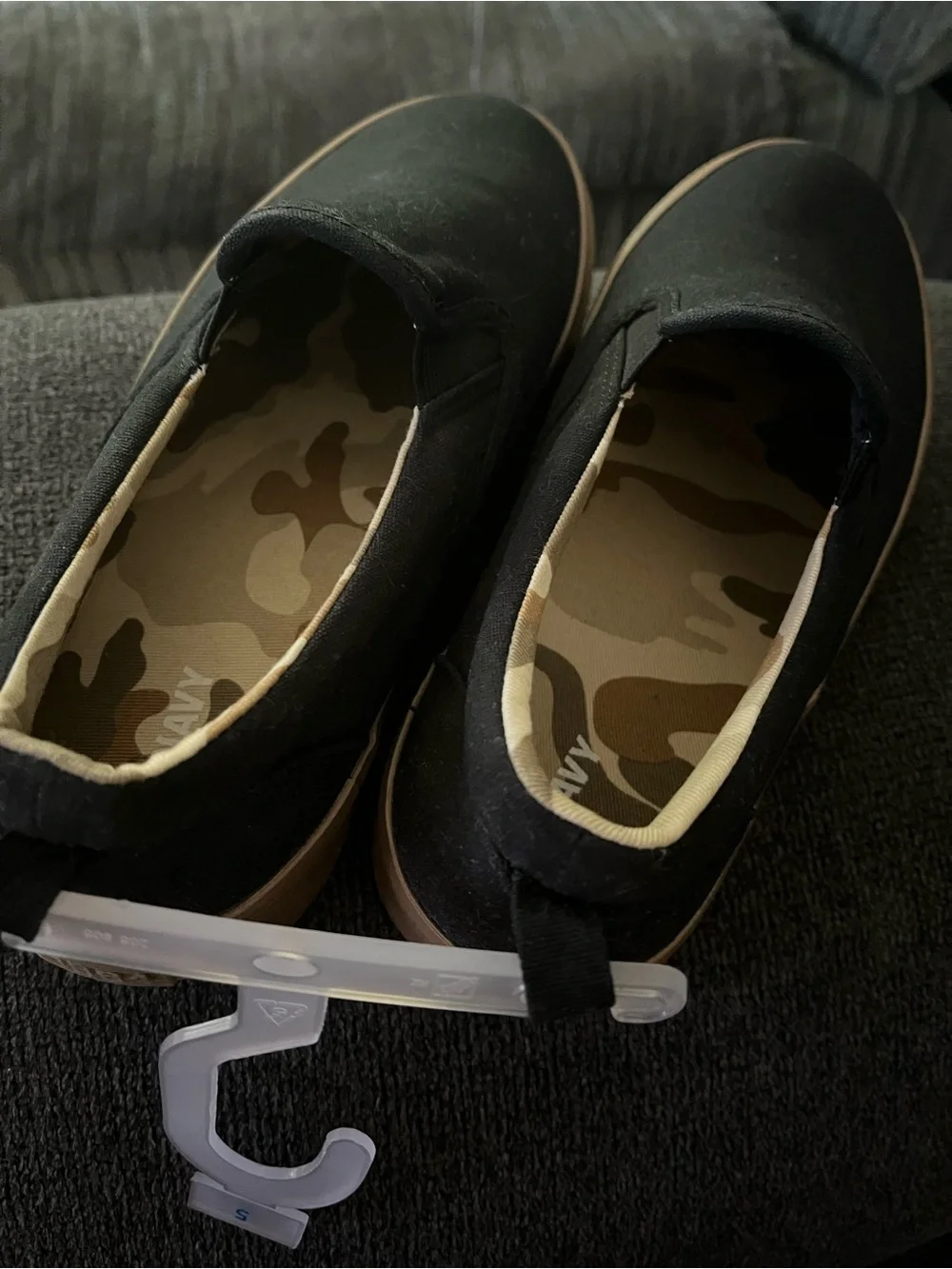 Old Navy Black Slip-On Canvas Kids Shoes with Tan Sole